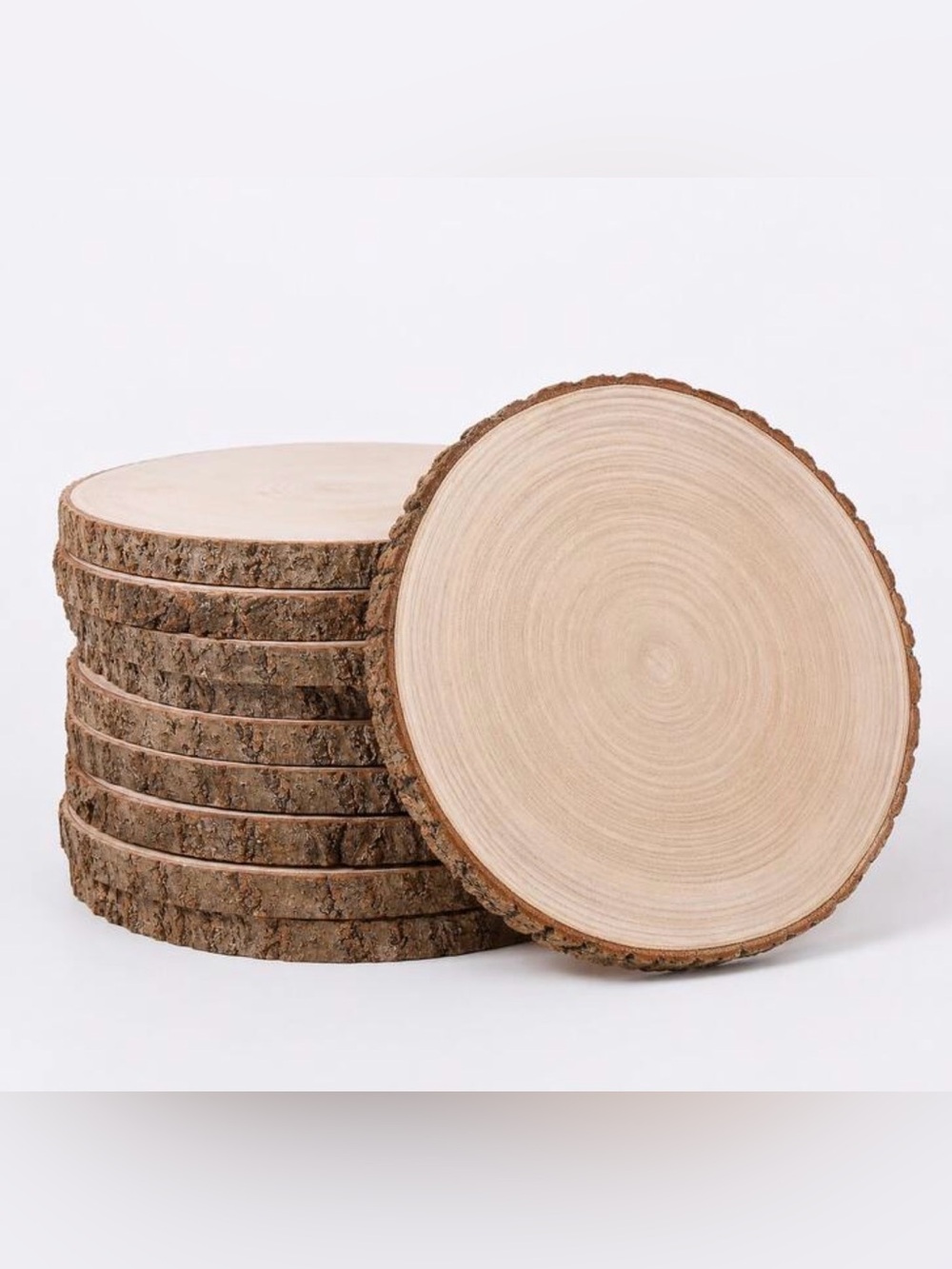 Natural Wood Slice Coasters Set – Rustic Brown